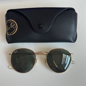 Ray Bans round wire gold sunglasses